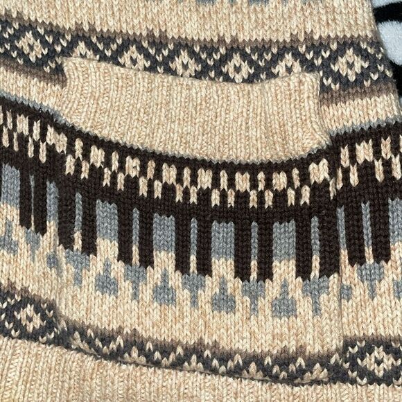 Eddie Bauer piano vintage cardigan button faire isle sweater beige size small - Picture 9 of 10